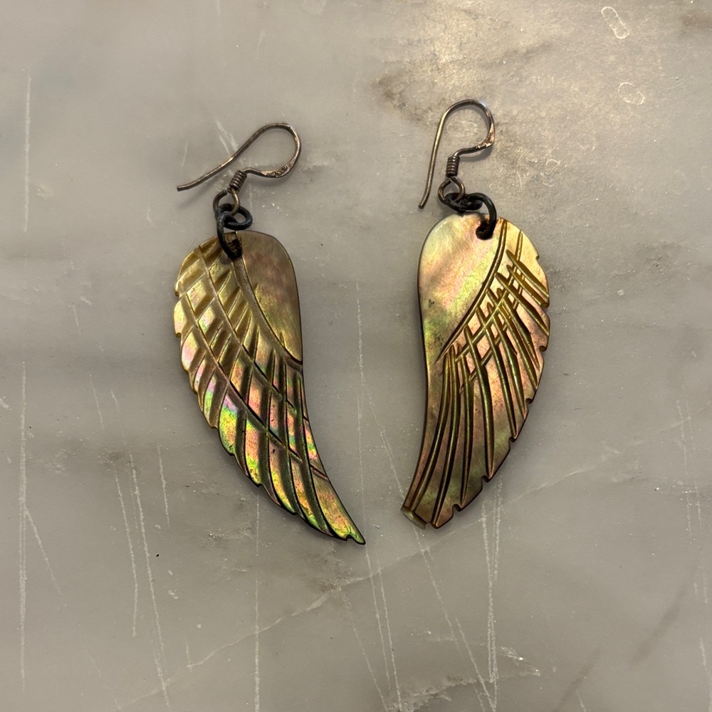 Gold Iridescent Winged Earrings